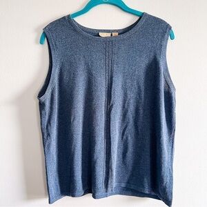 Caslon Blue Cotton Rayon Blend Sleeveless Top Extra Large Crew Neck